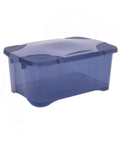 EDA PLASTIQUE Boîte de rangement Clip'Box 30 L - Bleu couvercle avec charniere - 54 x 36 x 24,5 cm