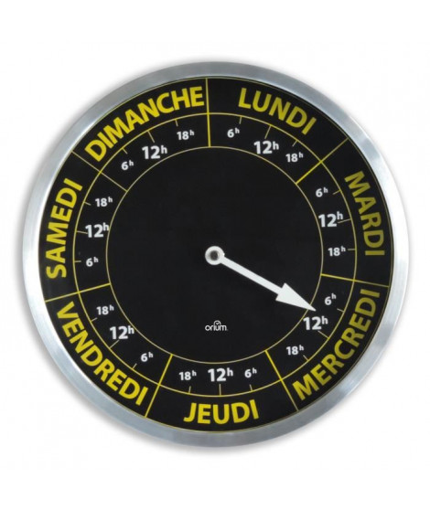 Horloge ORIUM Contraste Hebdo - Ø30 cm - Quartz avec mouvement spécifique 7 jours