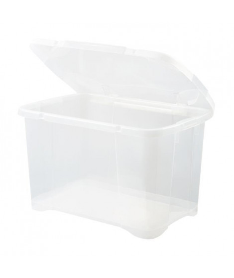 EDA PLASTIQUE Boîte de rangement Clip'Box 40 L - Naturel couvercle avec charniere - 54 x 36 x 33 cm