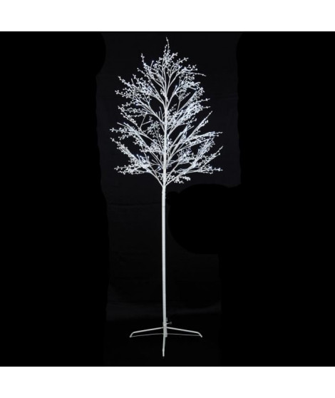 Arbre boules de neige - 150 LED blanc froid - Plastique et métal - 1, 8 m - 18 branches - Avec transfo