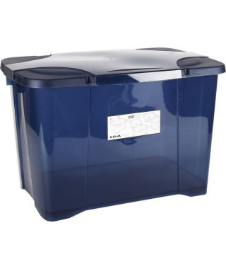 EDA PLASTIQUE Boîte de rangement Clip'Box 60 L - Bleu couvercle avec charniere - 60 x 40 x 40 cm