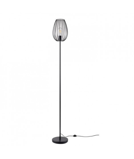 MADDY Lampadaire en métal - Ø 22 x H 160 cm - Noir - Ampoule LED E27 40W fournie