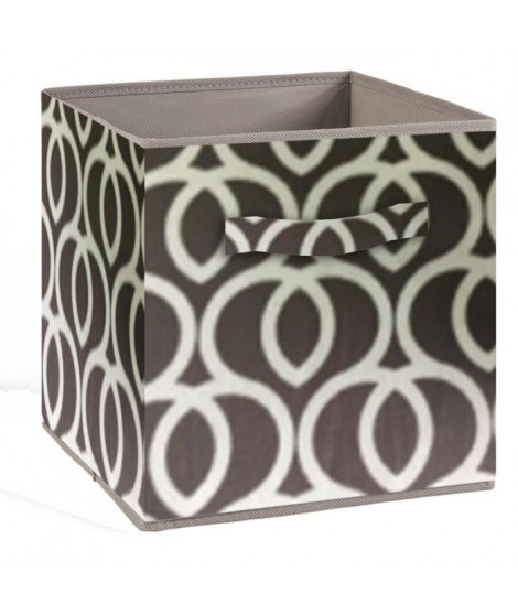 COMPO Tiroir de rangement - Tissu - 27 x 27 x 28 cm - Motif Circulaire - Gris et blanc