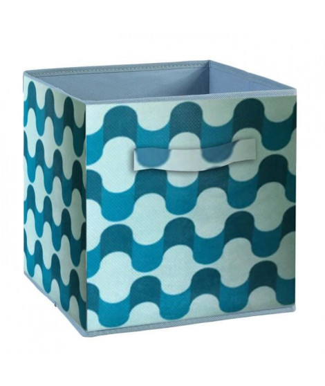 COMPO Tiroir de rangement - Tissu - 27 x 27 x 28 cm - Motif 60's - Bleu et bleu nuit