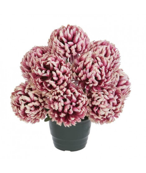UNE FLEUR EN SOIE Pot de chrysanthemes boules vieux rose - 36 cm