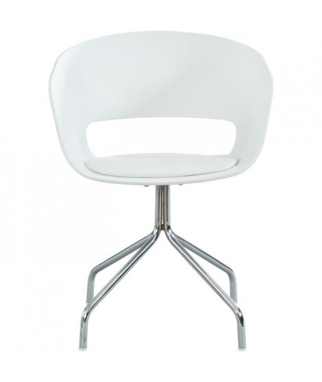 LORIS Chaise de bureau - Simili blanc - Style contemporain - L 58 x P 56 cm