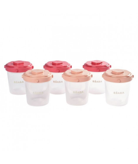 BEABA Lot de 6 portions clip 2em âge 200 ml (coloris assortis pink)