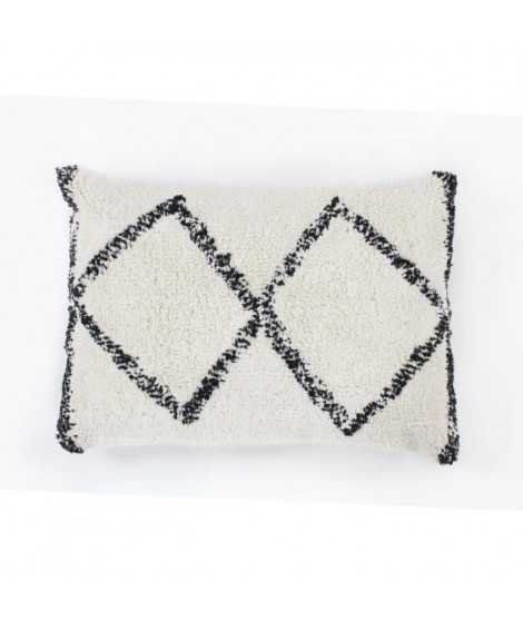 Coussin berbere Box - 40 x 60 cm - Blanc et noir