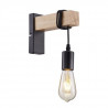 DETROIT Applique industrielle en bois - 6 x 15 x H20 - Noir - Ampoule décorative E27 40W fournie