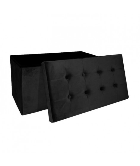 COTTON WOOD Banc Coffre pliable Velours - 76 x 38 x 38 cm - Noir