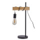 DETROIT Lampe industrielle en bois - 24 x 18 x H60 cm - Noir - Ampoule décorative E27 40W fournie