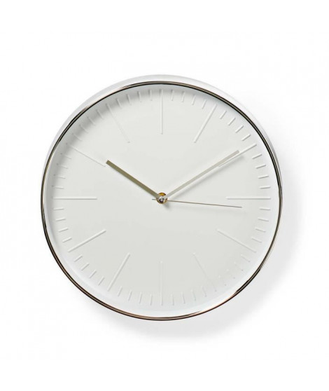 NEDIS Horloge murale circulaire - Ø 30 cm - Blanc et Argent