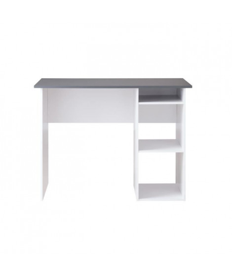 COMPO Bureau droit classique décor gris et blanc - L 101 cm