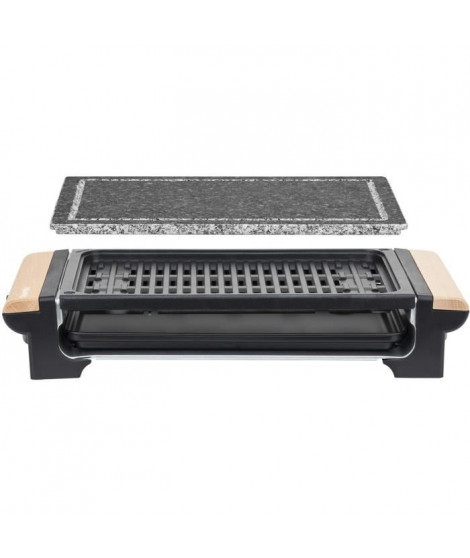 H.KoeNIG - RP320 - Grill 2 en 1 - Fonction pierre a cuire et fonction grill - 37 x 23 cm - Poignées en bois - 1300 W