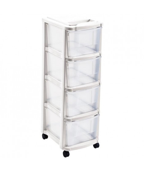 M- HOME Tour de rangement 4 tiroirs - Blanc - L 29 x 39 x 84 cm