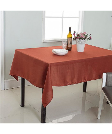 Nappe de table décorative rectangulaire uni effet tissé - 140x240cm - 100% polyester