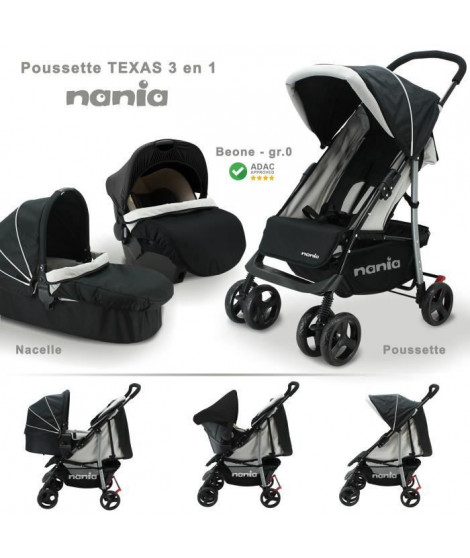 NANIA Poussette Combinée Trio TEXAS ? Beige/Noir