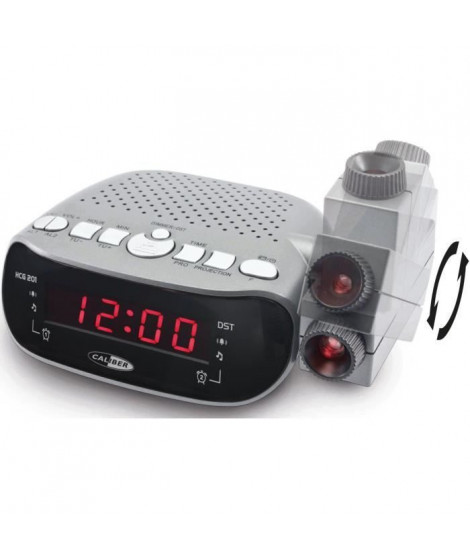 CALIBER HCG201 Radio réveil FM projecteur double alarme - Gris