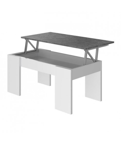 SWING Table Basse relevable - Blanc et gris - L 50 cm