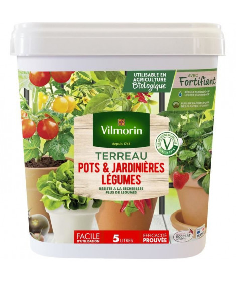 VILMORIN Seau Terreau spécial pots et jardinieres légumes 5 L