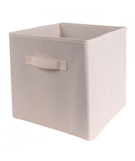 CASAME Cube pliable en intissé - 28 x 28 x 5 cm - Écru Lin