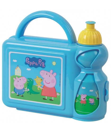 Fun House Peppa Pig ensemble gouter comprenant un sac bandouliere, une gourde et une boîte goûter pour enfant