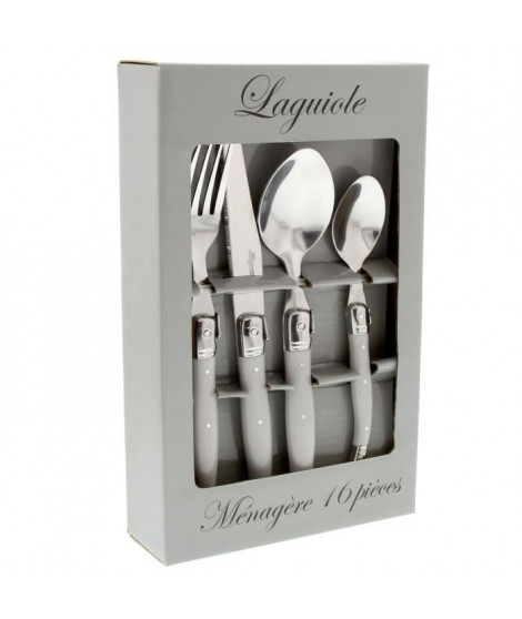 LAGUIOLE Ménagere 16 pieces manches gris uni