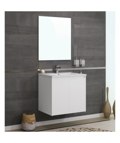 DELTA Ensemble salle de bain simple vasque L 60 cm - Blanc mat