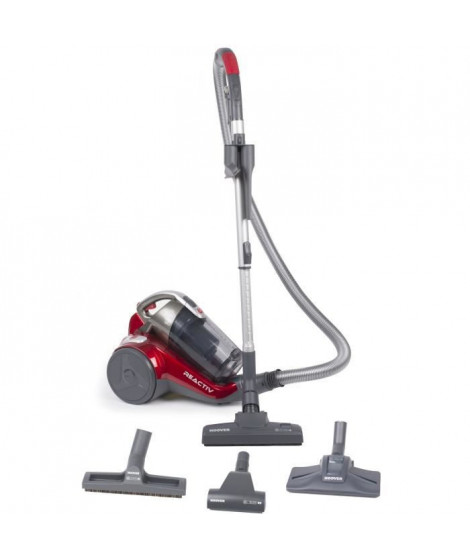 HOOVER RC81_RC25 REACTIV Aspirateur traineau sans sac spécial poils animaux - 75 dBA - Perfect 4A - 800 W - Gris/Rouge