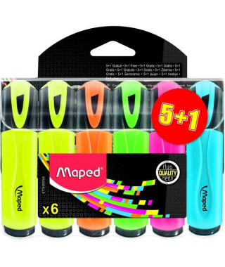 MAPED - Assortiment de 4 surligneurs classiques + 2 couleurs assorties