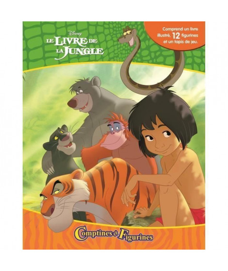 DISNEY LE Livre DE LA JUNGLE 12 figurines et un tapis de jeu - Livre cartonné de 10 pages - Editions Phidal