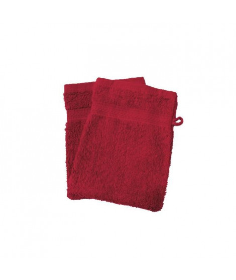SOLEIL D'OCRE Lot de 2 gants de toilette 100% Coton DOUCEUR 16x21 cm - Rouge