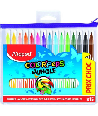 MAPED - Trousse de 15 feutres Color'peps Jungle - Encre lavable