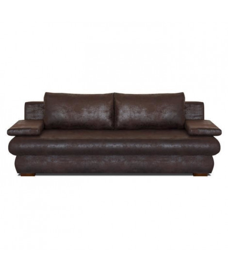 CLYDE Banquette convertible 3 places - Tissu marron vieilli - Style contemporain - L 187 x P 94 cm