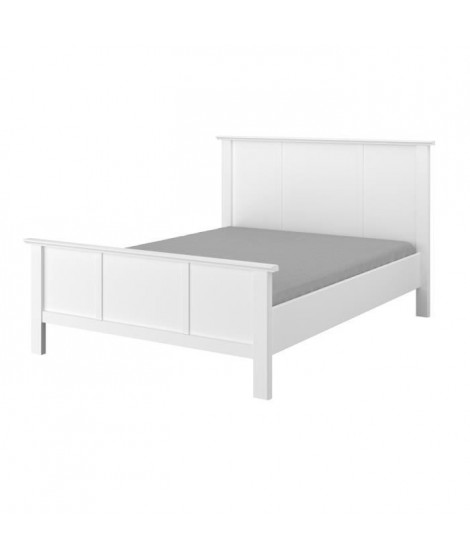 MANON Lit adulte classique Blanc - 160x200 cm