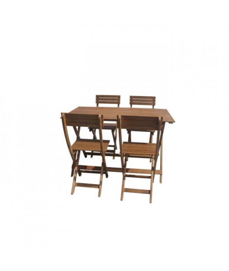 Ensemble repas de jardin pliable 4 places - table 120x70cm et 4 chaises - En bois d'eucalyptus