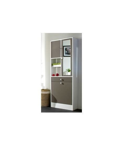 GALET Armoire de toilette L 60 cm - Blanc et taupe mat