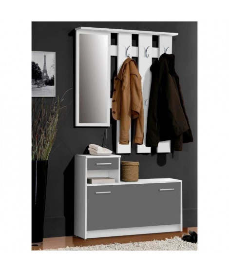 FINLANDEK Vestiaire d'entrée PEILI contemporain blanc et gris mat - L 97,5 cm