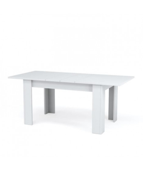 KENDRA Table a manger extensible de 6 a 8 personnes style contemporain mélaminé blanc brillant - L 140-190 x l 90 cm