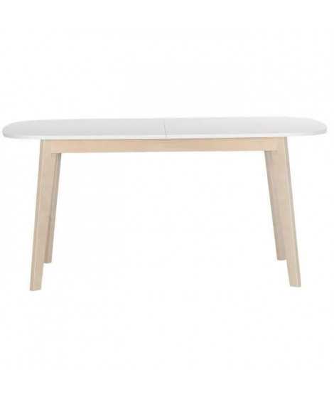 NAISS Table a manger extensible de 6 a 8 personnes scandinave + plateau mélaminé blanc - L 160 / 200 x l 90 cm