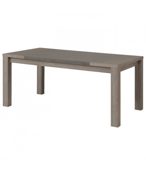 CLAY Table a manger extensible de 8 a 12 personnes style contemporain décor chene argile et béton foncé - L 180 / 256 x l 90 cm