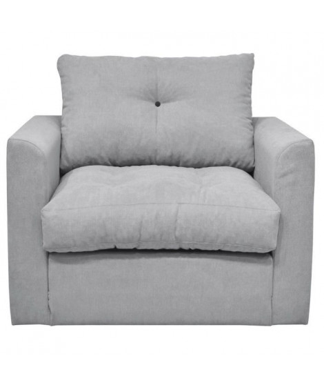 JEFF Fauteuil convertible deplimousse - Tissu gris clair - Contemporain - L 95 x P 78 cm