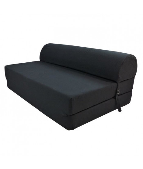 JUNE Chauffeuse 2 places - Tissu noir - Style contemporain - L 115 x P 75 cm