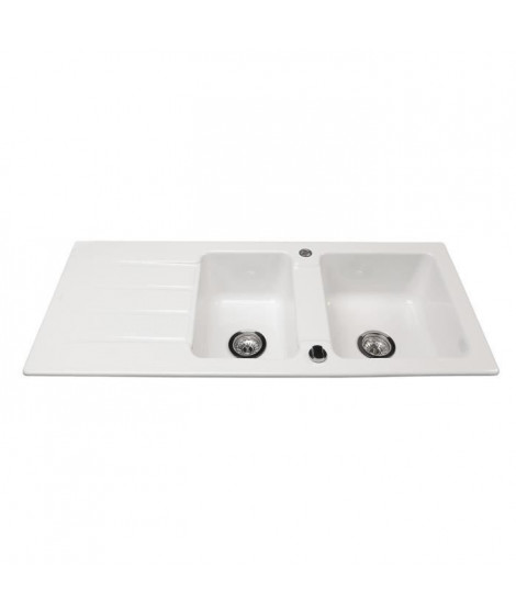 VILLEROY & BOCH Evier cuisine a encastrer 1,5 bac + 1 égouttoir Architectura - Céramique - 113 x 48 cm - Blanc