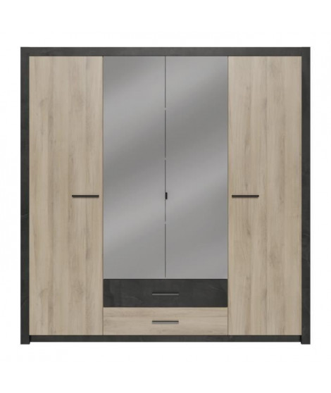 COLORADO Armoire 4 portes - Décor Chene Kronberg - L 198 x H 203,1 x 56,6 cm