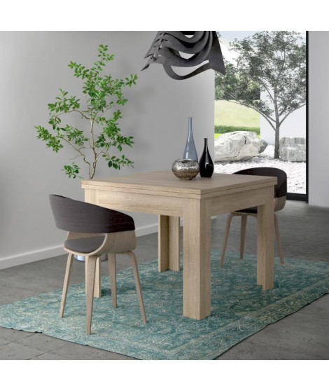 FINLANDEK Table a manger extensible NUORI 6 a 8 personnes style contemporain décor chene clair - L 96-190 x l 95 cm