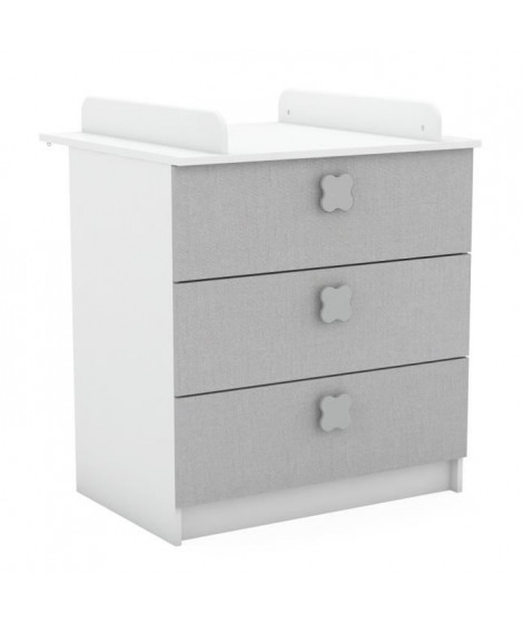 DEMEYERE Commode a langer  Clover 3  tiroirs - Blanc mat / lin tissé