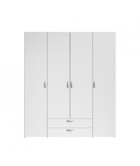 VARIA Armoire de chambre 4 portes décor blanc L 160 cm