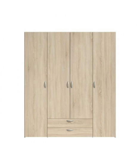 VARIA Armoire de chambre 4 portes décor chene L 160 cm