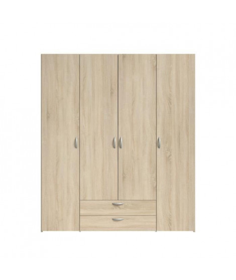 VARIA Armoire de chambre 4 portes décor chene L 160 cm